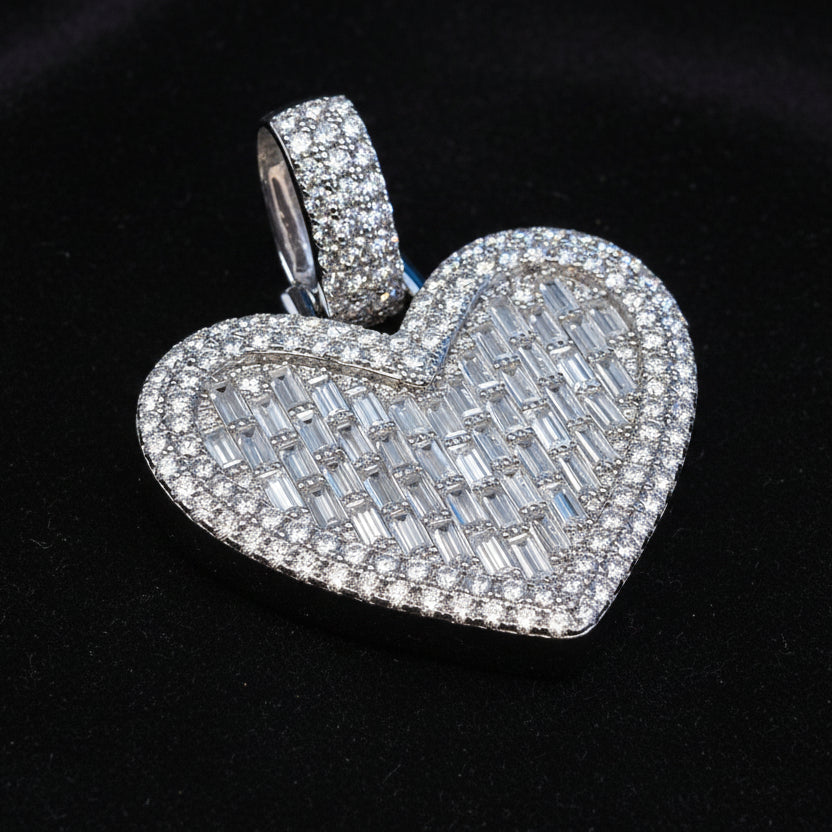 Moissanite 5.7 ctw Baguette Heart Shape Pendant