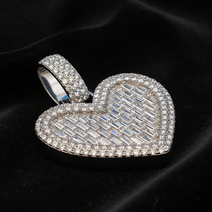 Moissanite 5.7 ctw Baguette Heart Shape Pendant