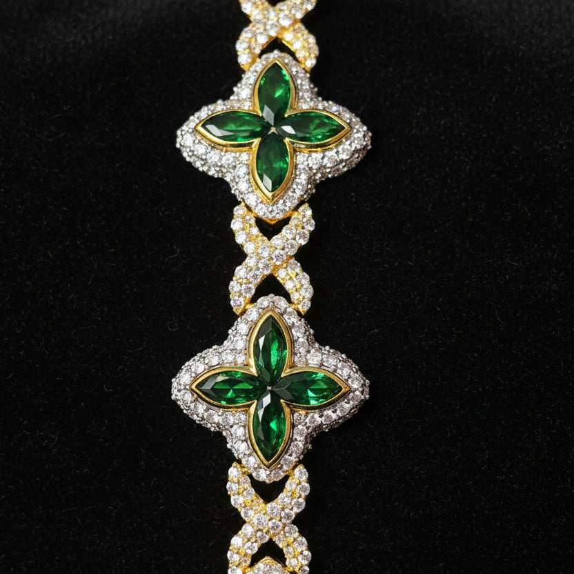 Moissanite 6.8 ctw Leaf Clover Infinite Cross Bracelet