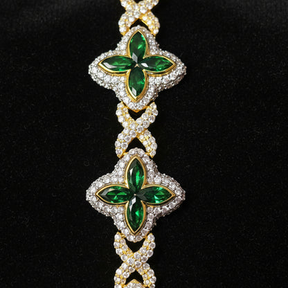 Moissanite 6.8 ctw Leaf Clover Infinite Cross Bracelet