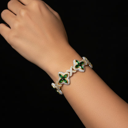 Moissanite 6.8 ctw Leaf Clover Infinite Cross Bracelet