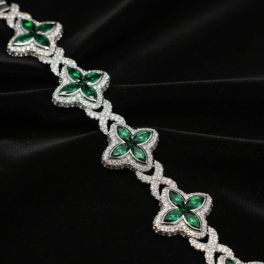 Moissanite 6.8 ctw Leaf Clover Infinite Cross Bracelet