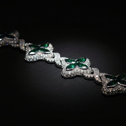 Moissanite 6.8 ctw Leaf Clover Infinite Cross Bracelet