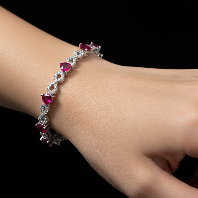 Moissanite 1.05 ctw Heart Infinite Bracelet