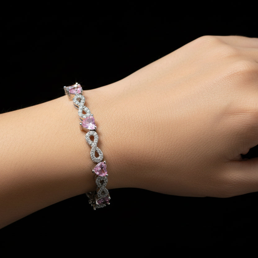 Moissanite 1.05 ctw Heart Infinite Bracelet