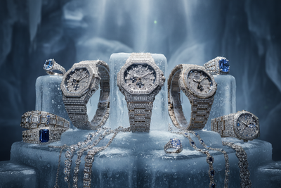 Frozen collection of diamond watches and iced out casio 