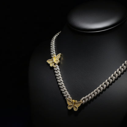 Silver Moissanite Butterfly Cuban Necklace at Flawless Jewelry