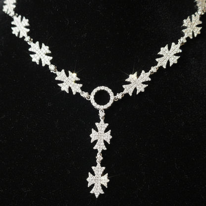 Moissanite  Flared Cross Rosary Chain 12.42 ctw