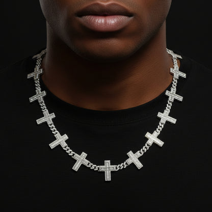 Silver Moissanite Cross Necklace at Flawless Jewelry