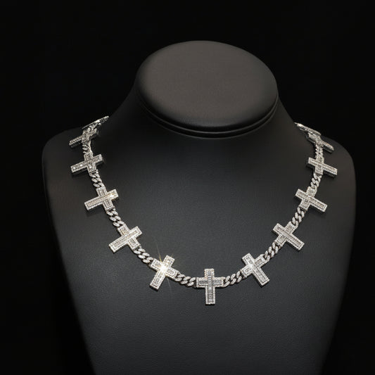 Silver Moissanite Cross Necklace at Flawless Jewelry