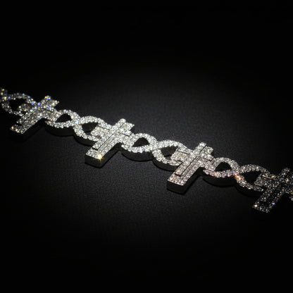 Moissanite Infinity Cross Bracelet 12.91 ctw