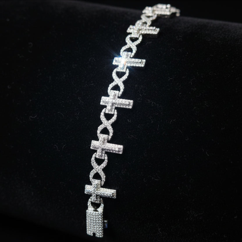Moissanite Infinity Cross Bracelet 12.91 ctw