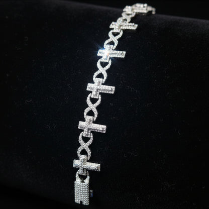 Moissanite Infinity Cross Bracelet 12.91 ctw