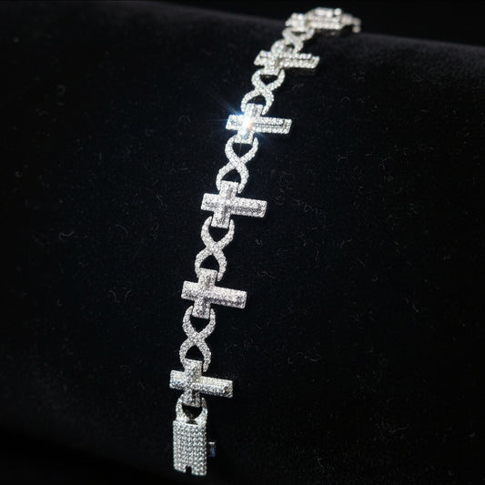 Moissanite Infinity Cross Bracelet 12.91 ctw