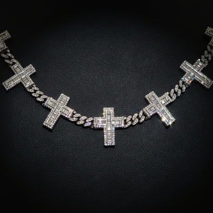 Silver Moissanite Cross Necklace at Flawless Jewelry